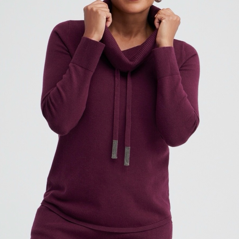 CHICO’S NWT XXL / 4 Cashmere Blend Zenergy Luxe Cowl Neck Sweater • Deep Merlot - Picture 9 of 10